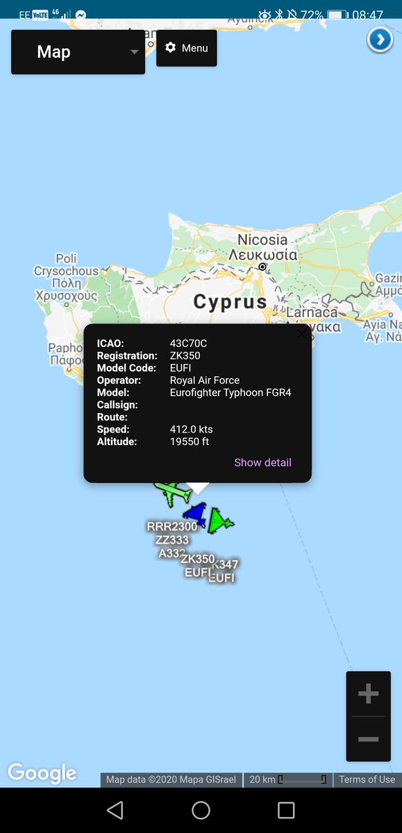 scan_sky's tweet photo. @RoyalAirForce - Airbus Voyager - #ZZ333 - #RRR2300
Currently In The Racetrack Over The Mediterranean Just South Of #Cyprus
Possibly Working With Typhoons - #ZK350/#ZK347 https://t.co/wo2pRyenRU