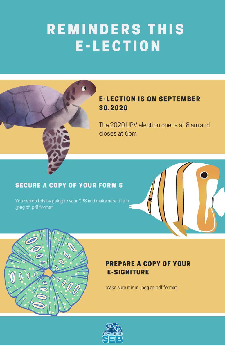 UPVCFOS_SEB's tweet image. Please take note of the following for the upcoming E-lection this September 30, 2020:
Padayon CFOS!