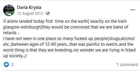 And these are just shares- some are in her own words.How about Scottish people. The spokesperson of SJAZ actually said that the worst thing about some Scottish people she saw - was "that they are breeding"!What do Scottish people think about that?