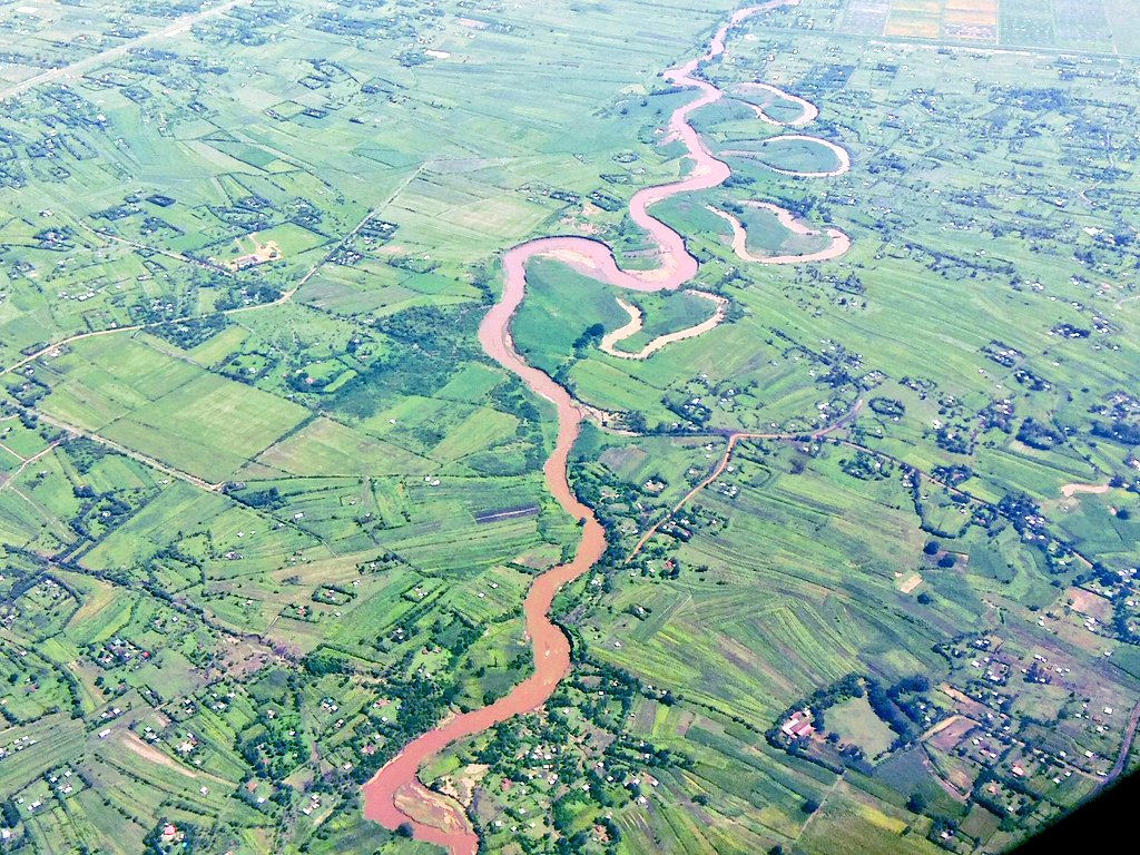 River Nyando forming Ox-bow lakes as it approaches Lake Victoria.