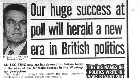 Labour held on but it was seen as a major setback for the party. In the aftermath David Owen declared it ‘a new era in British politics’ and the bookmakers made the SDP favourites to become the main opposition party.