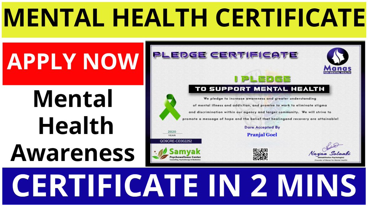 GyaanTalks's tweet photo. Want to get a Mental health awareness Certificate, then this video is for you
Watch the full video to know the whole process.
https://t.co/84x9LKgK4W
#certificate #certificates #gyaantalks #mentalhealthawareness #amentalhealthawareness #amentalhealthawarenessproject #mentalhealth https://t.co/q8D4wPunZg