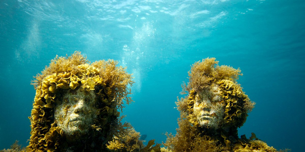 2. Jason Decaires Taylor creates sculptures that he puts IN THE ACTUAL OCEAN to build underwater museums. No, for real. U can visit. The sculptures are made of mineral materials that cause coral to grow on them when placed in the ocean & offset the effects of climate change.