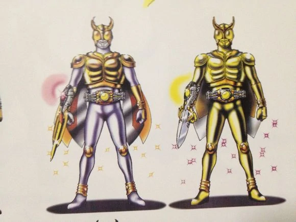 Here is more of them testing what mixtures of gold silver and black look the best for Ultimate Kuuga