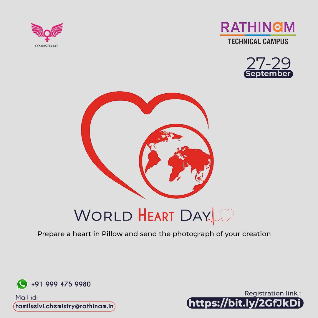  #Dayspecial  #WorldHeartDay Competition @rathinamgroups  #FeministClub organise an event Prepare a heart in pillow & send the photograph of your creation. Contact +91 9994759980Registration link: https://bit.ly/2GfJkDi  @worldheartfed  @heartful_ness  #Heart  #hearthealth