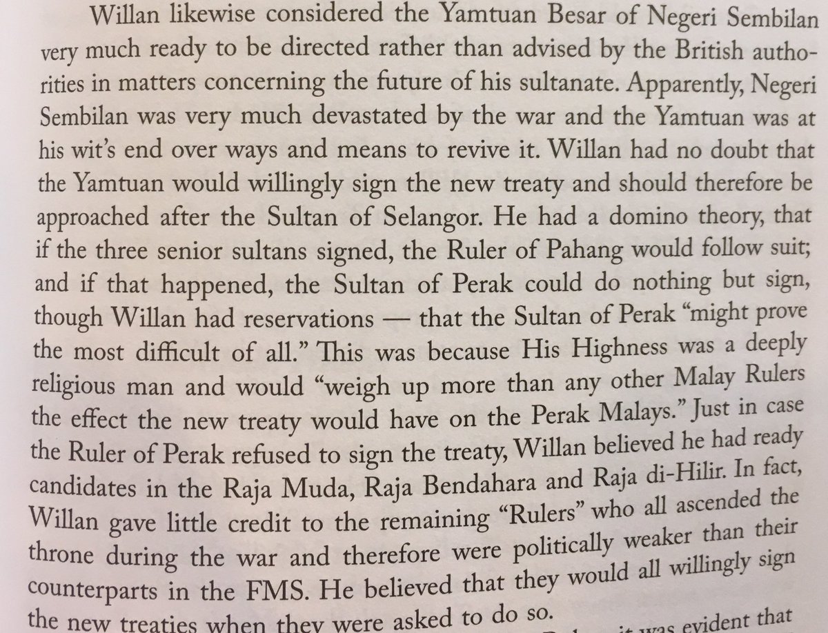 Negeri Sembilan gave little protest.Perak was difficult, but the British was prepared to manipulate Perak’s complex succession system