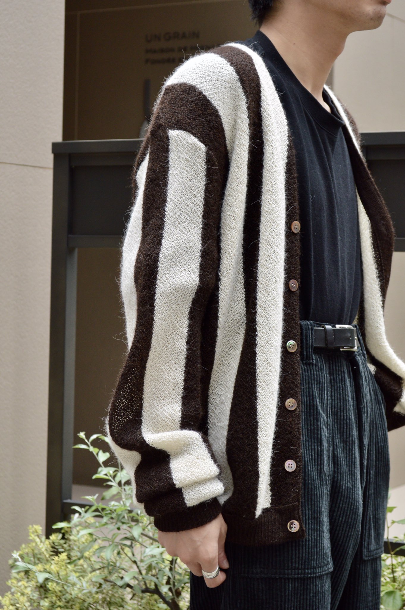 US1869 STRIPE ALPACA CARDIGAN | angeloawards.com