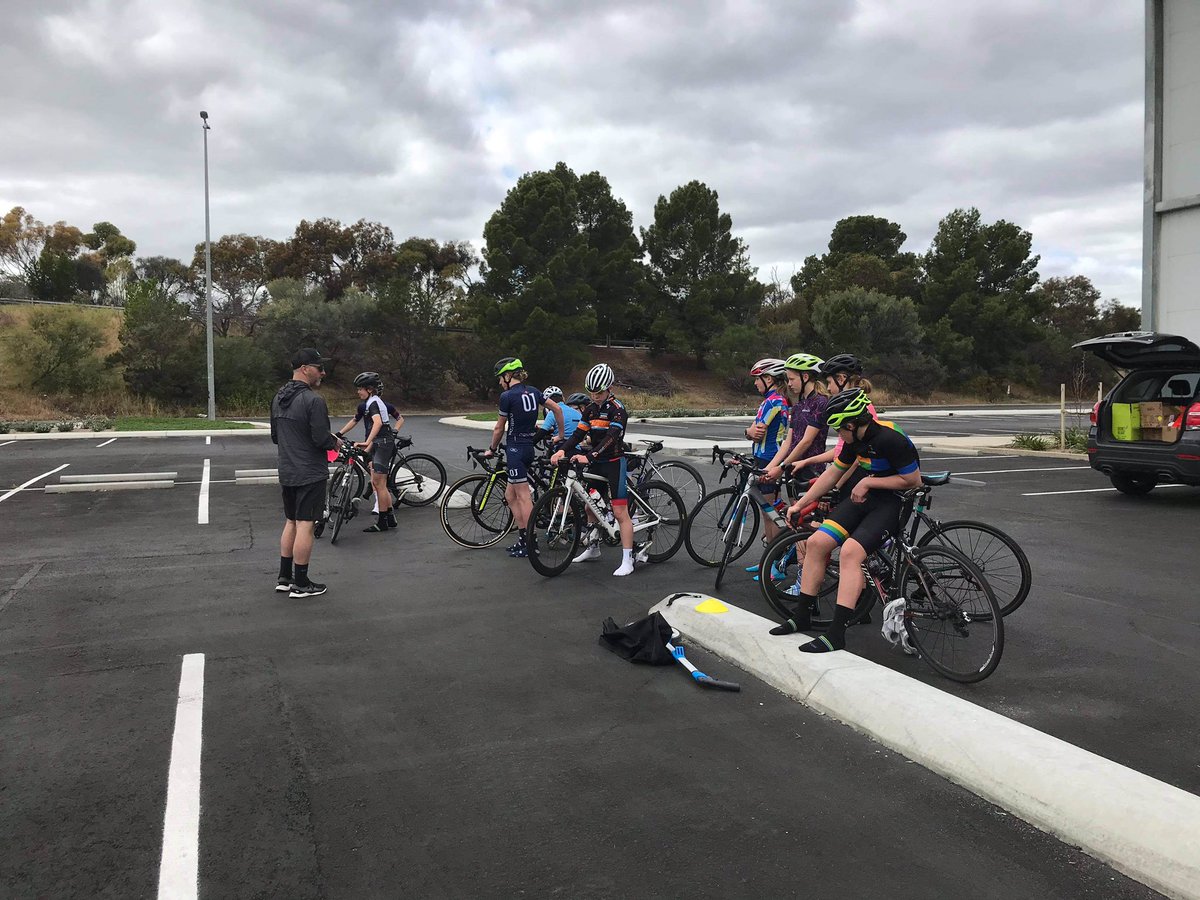 teamrosco's tweet photo. Fun morning out with a bunch of very exciting young athletes. South Australian Junior Triathlon Academy in full swing ... Run Time trials, bike skills and car park crits on the menu today. https://t.co/DiGVpFrlUa