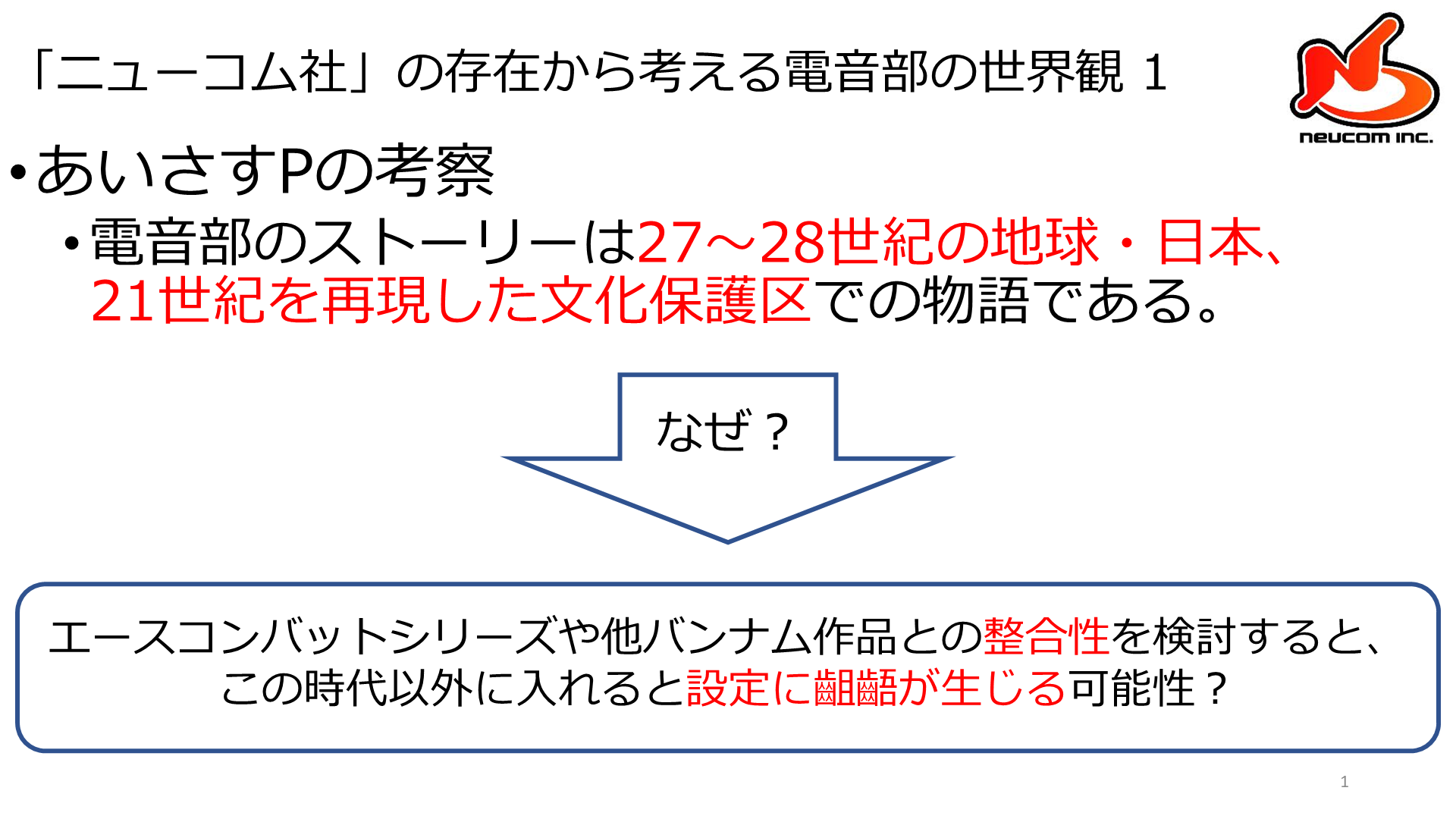あいさすp 電音部にエースコンバット 3やugsf各作品に登場する ニューコム社 が登場するそうなので 現在までに出ている各種情報から電音部の背景世界観をより深掘りした妄想をしてみました これが精一杯です 受け取ってください 伝わって ください