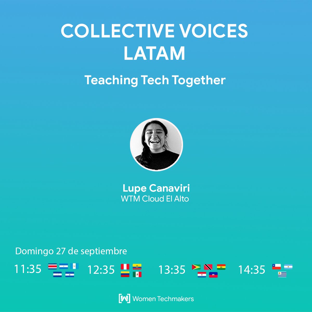 wtmcix's tweet photo. ¡Hoy empieza  Collective Voices Latam! 

Nos hemos unido como WTM Ambassadors para realizar el Collective Voices LATAM, únete aquí:

▶️ https://t.co/PJIODycjTX

¡No te lo pierdas! 👩‍
#WTMvoices #WTMLatam https://t.co/uqLKbm2vyY