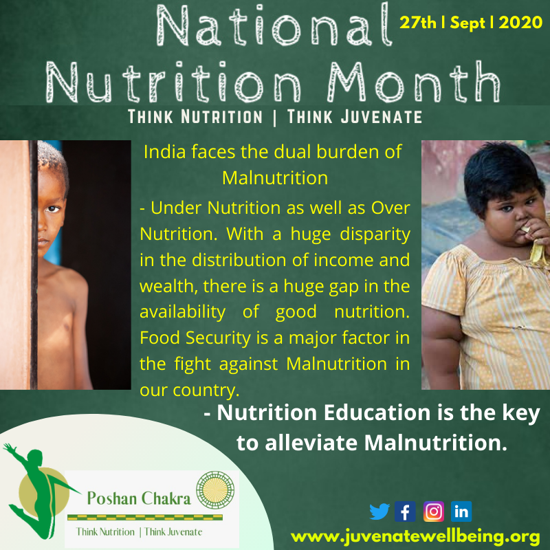 JuvenateW's tweet photo. #HappyNationalNutritionMonth2020 !
Let us Educate the Future Generations on Healthy Eating for A Healthy Living!
https://t.co/8S6icqU4UD
#POSHANMaah2020 #Malnutrition #OverNutrition #Undernutrition #FoodSecurity #PMOIndia  #POSHANAbhiyaan #AtamNirbharBharat https://t.co/vd3cqMzmbv