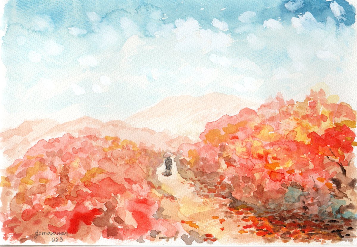 sky outdoors painting (medium) watercolor (medium) traditional media scenery day  illustration images