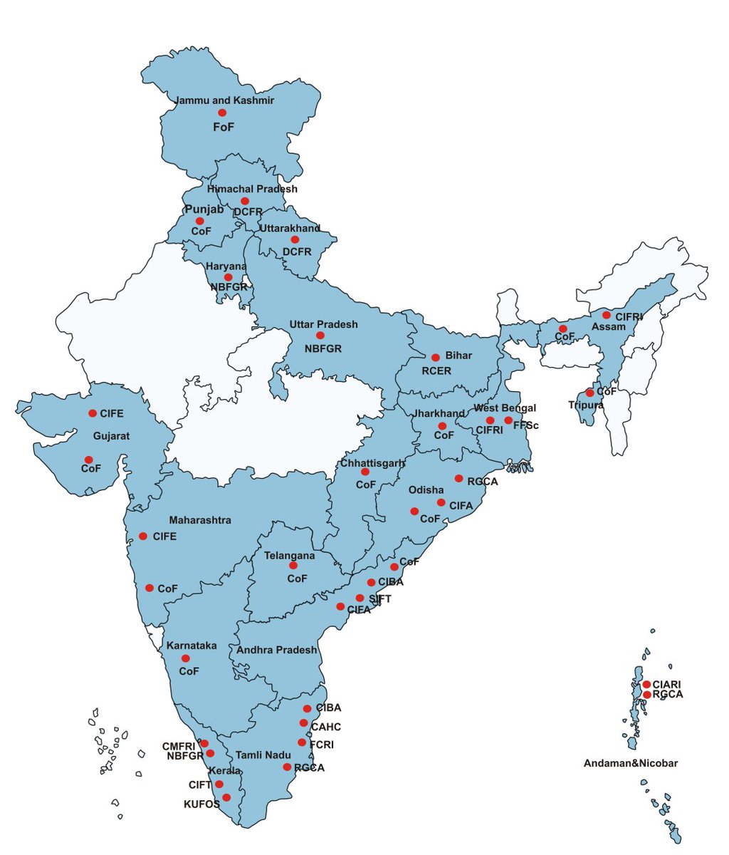 NFDB in collaboration with NBFGR developed a strong network of #AquaticAnimalHealth Laboratories with scientific manpower for surveillance & aquatic animal epidemiology tools in 21 States/UTs under National Surveillance Programme for Aquatic Animal Diseases @icar_fish #fishhealth