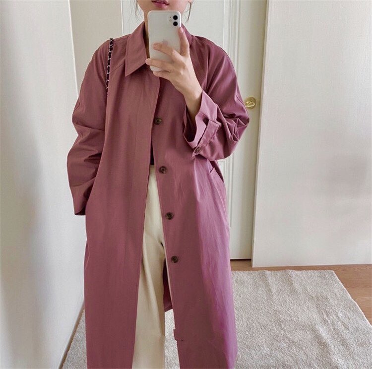 A D G Est 12 New Arrival Soutien Collar Long Coat Dusty Pink T Co Ay3ut8bnge ロングコート ステンカラー ステンカラーコート トレンチ コート 大人カジュアル 大人コーデ シンプルコーデ 韓国ファッション