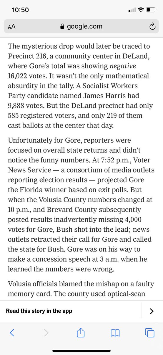 15/ The 16K deleted Gore votes in Volusia County, FL was also addressed in this NYT piece by Kim Zetter a few years ago.  https://www.nytimes.com/2018/09/26/magazine/election-security-crisis-midterms.html