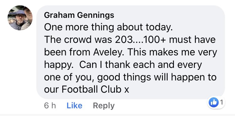 For those who haven’t seen it, here a message of thanks for yesterday’s away support from @AveleyFC chairman Graham Gennings. The support was strong and vocal yesterday and helped get the lads over the line!!!! #TogetherAveley #SonsOnTour