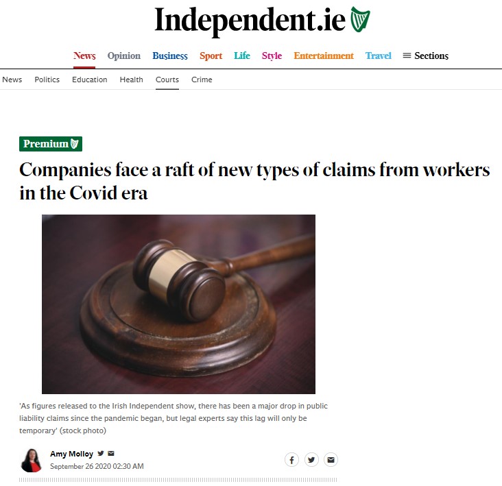 Alliance For Insurance Reform (@insurancerefire) on Twitter photo Law Firm predicts Covid-19 will lead to a surge in personal injury claims.
Without #InsuranceReform, such a trend would threaten Ireland's recovery from C19.
independent.ie/irish-news/couâŠ
<a href="/AmyMolloyIndo/">Amy Molloy</a> <a href="/RGDATATara/">Tara Buckley</a> Law Firm predicts Covid-19 will lead to a surge in personal injury claims.
Without #InsuranceReform, such a trend would threaten Ireland's recovery from C19.
independent.ie/irish-news/couâŠ
<a href="/AmyMolloyIndo/">Amy Molloy</a> <a href="/RGDATATara/">Tara Buckley</a>