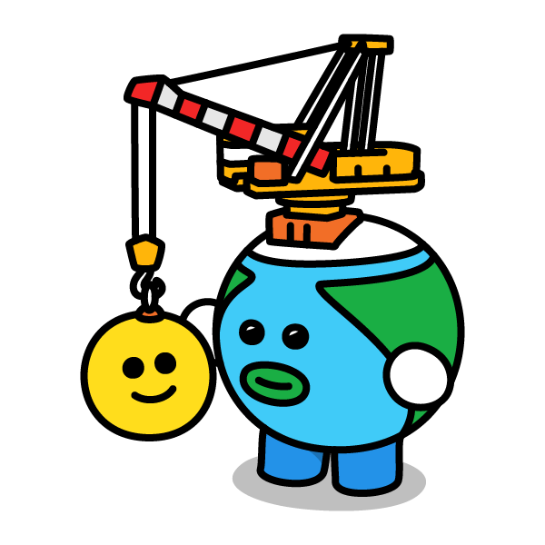 9月30日は クレーンの日 一般社団法人日本クレーン協会と公益社団法人ボイラ 地球くんのイラスト