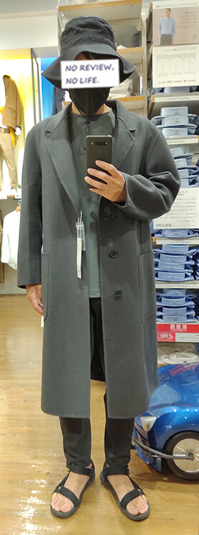 レディース UNIQLO ダブルフェイスオーバーコート グレーの通販 by