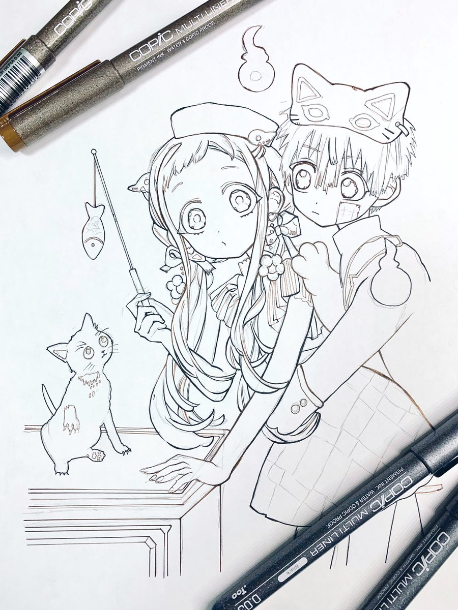 にゃん?
#地縛少年花子くん #模写 #線画 