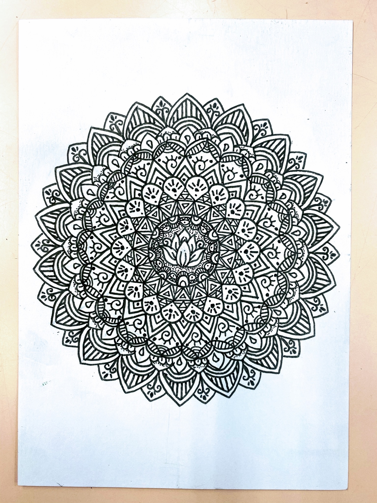 絵画 マンダラ ペン画 白ペンで描くマンダラアート｜アユミ＠絵描き