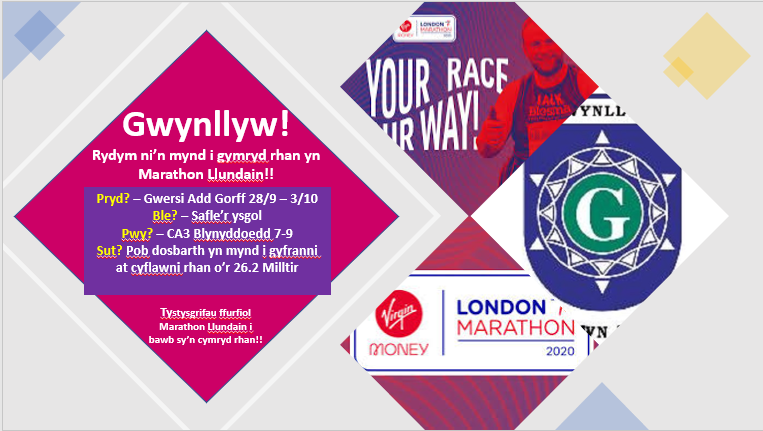 Yggaddgorff's tweet photo. At sylw disgyblion Gwynllyw!!
Mae gan yr adran Add Gorff newyddion ffantastig!
Mae blynyddoedd 7-9 yn mynd i fod yn rhan o MARATHON LLUNDAIN yr wythnos yma! 
Fel ysgol rydym ni yn mynd i rhedeg y 26.2 milltir!
Am gyfle ffantastig!!🏃‍♀️🏃‍♂️
#virtuallondonmarathon 
@YsgolGwynllyw https://t.co/JVc6RRTtTI