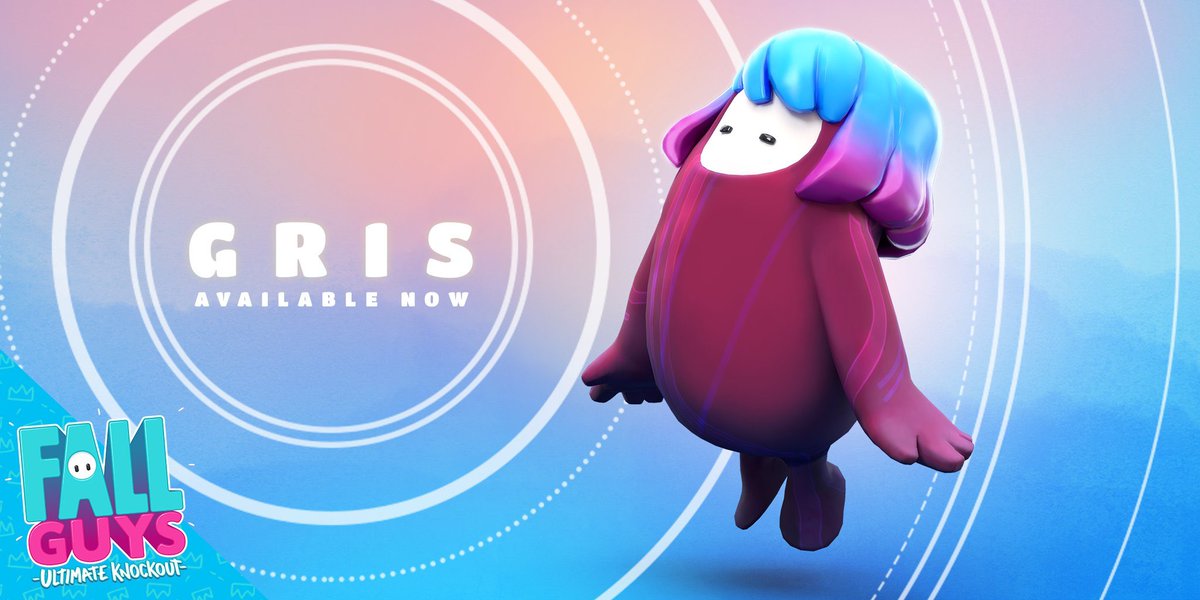 nomadastudiobcn's tweet photo. Playing the super fun @FallGuysGame ? Now is time to spend your crowns! GRIS costume available on the store for a limited time. https://t.co/0wVUrobApb
