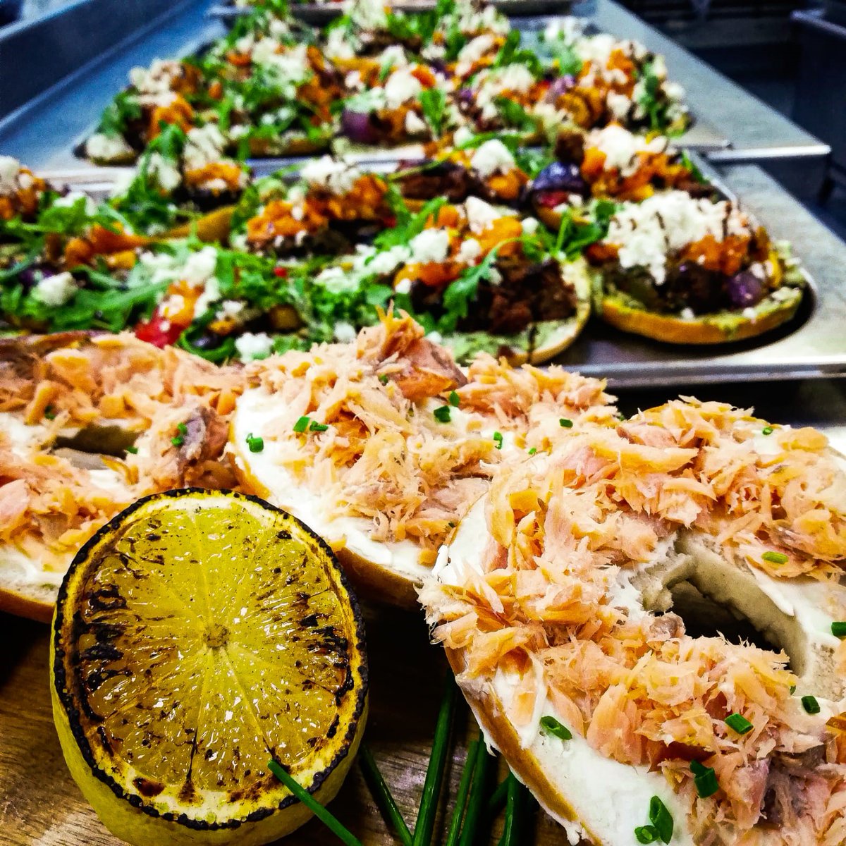 ChartwellsBry's tweet photo. Brunch for the whole school today; Chef Martin (@fIandango) and his team (chef's Aaron, Craig &amp; Neil) produced a selection of fantastic, colourful and tasty bagels as part of the brunch offering. Pictures courtesy of @TheYoungWolf84 #TeamBryanston @ChartwellsInd https://t.co/ZCjRLrShVd