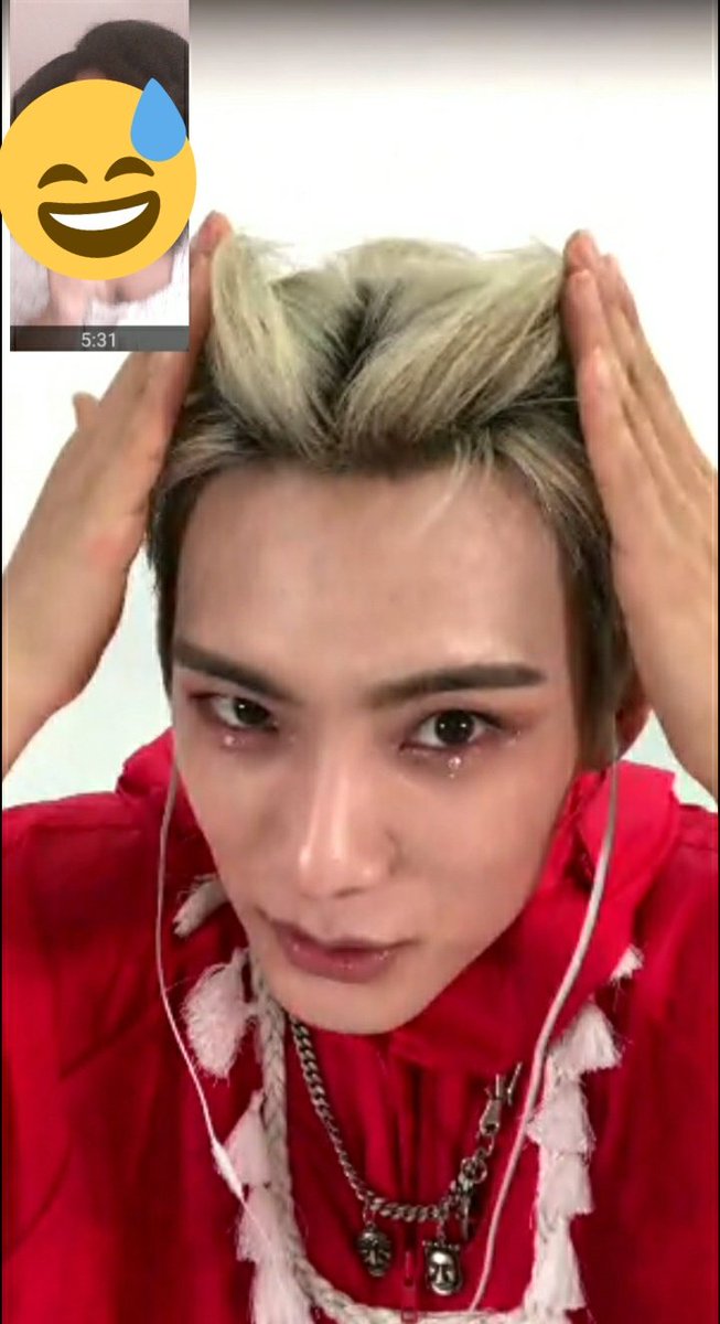 Junhee time..i had to point out his devil horn type hair lol. he immediately said "it took a lot of hair spray" then started literally posing at the camera...like for AWHILE it was so bizarre 