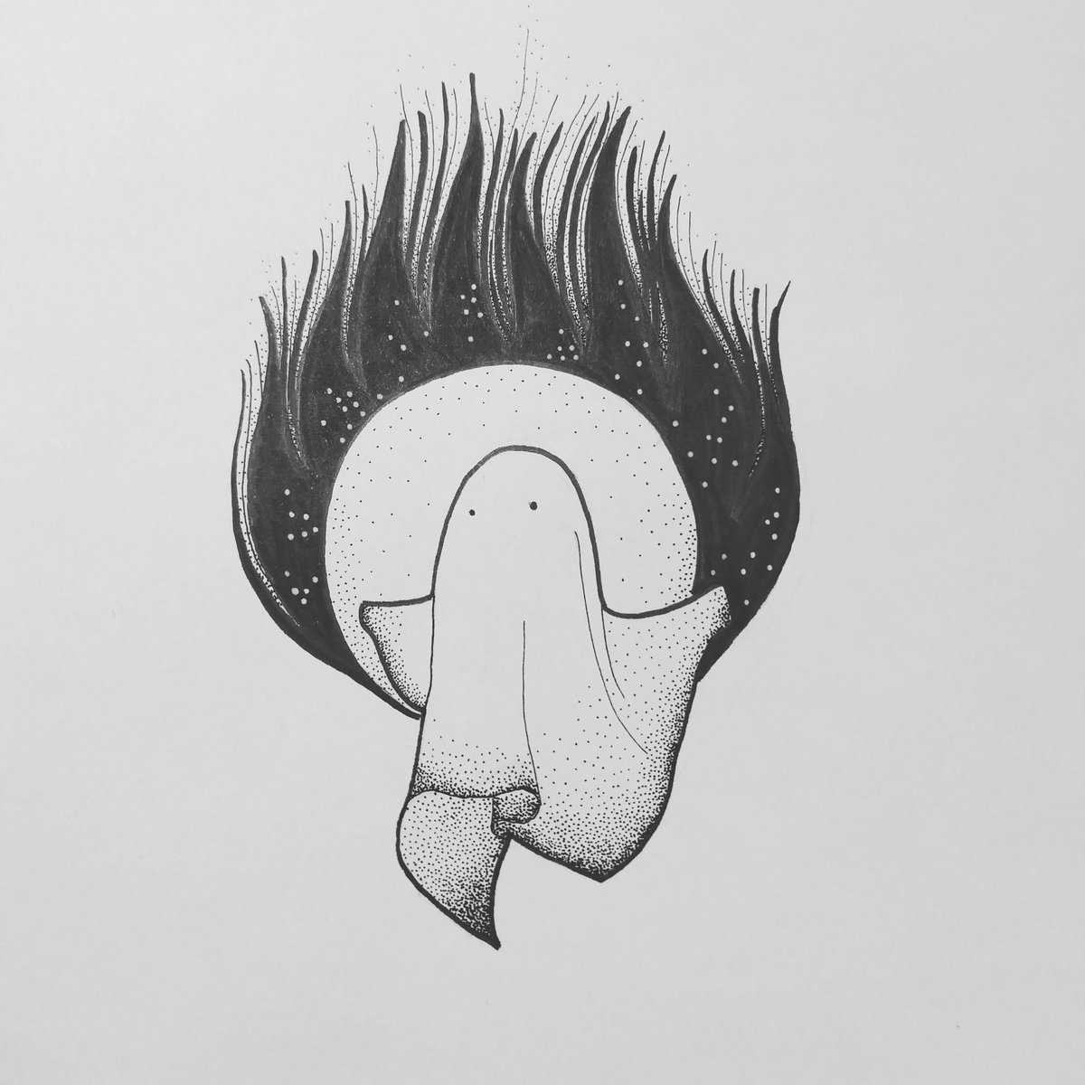 lettygraphy's tweet photo. Quick morning sketch... 

#stippling #dotwork #halloween #ghost https://t.co/8vE0cWIqWz