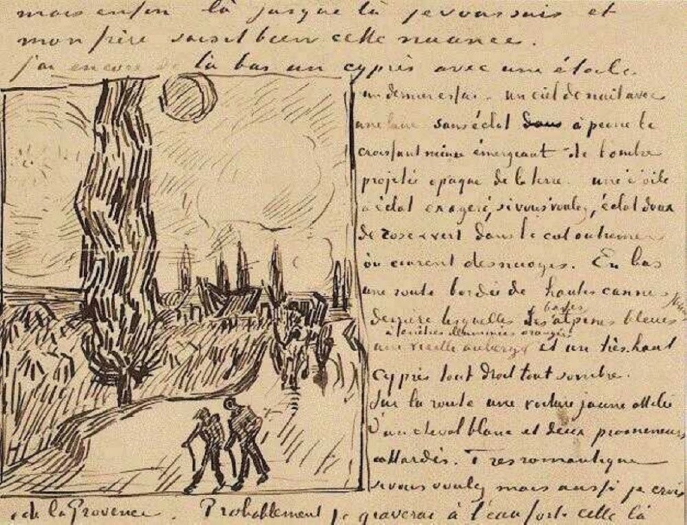 fernandoplazap's tweet photo. “La noche estrellada” es, sin duda, una de las pinturas más conocidas de #VanGogh. 

Gracias a las famosas cartas ✉️ 📪que envió a su hermano Theo, conocemos cómo vivió el genial artista holandés la creación de esta obra en 1889.

¿Me acompañáis a “leerle” en este minihilo 🧵👇🏼? https://t.co/u1qJdRcOGC