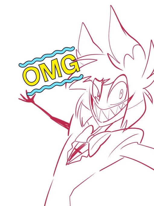 下書き時はちゃんとツノあったんだけどな... #HazbinHotel #Alastor 