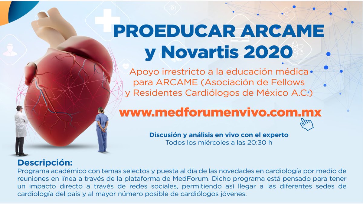 arcame_org's tweet photo. @ComunidadArcame ARCAME presenta el programa académico "ProEDUCAR ARCAME", el primer curso semanal ON DEMAND en formato SERIE para RESIDENTES DE CARDIOLOGÍA sin costo. #PROEDUCAR_ARCAME https://t.co/jWAuAYAtq9