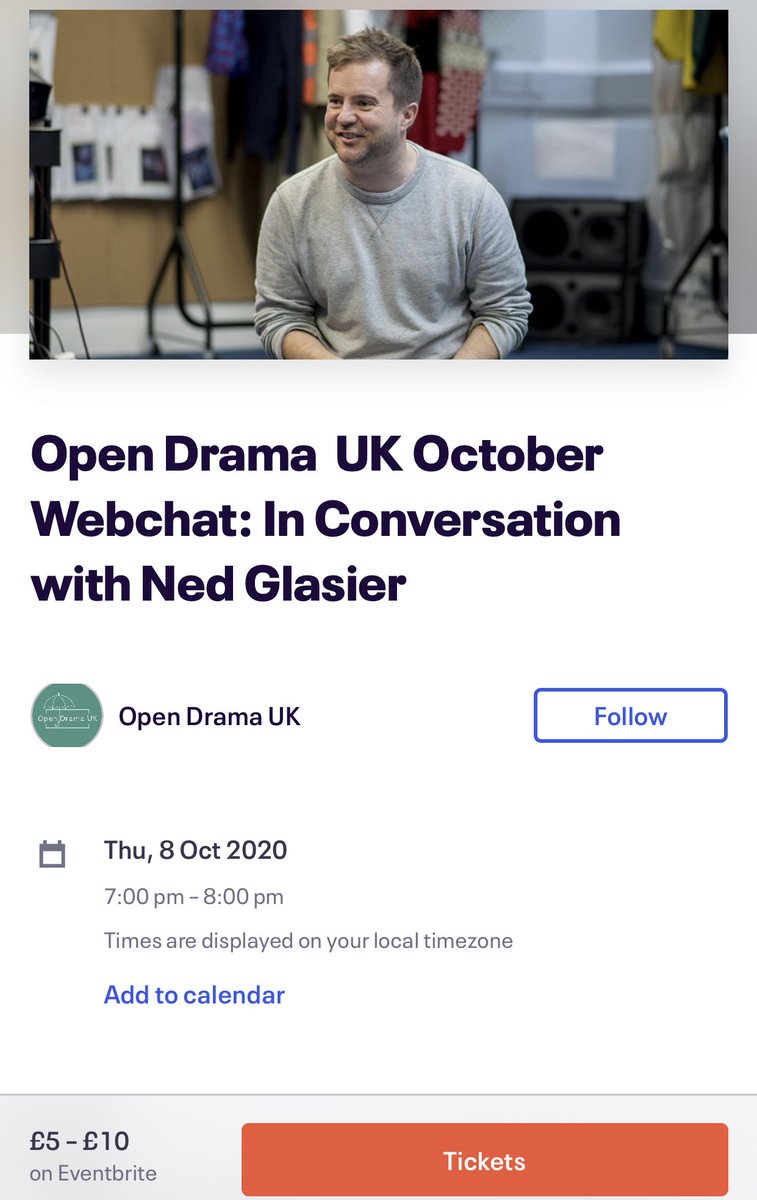 We’re thrilled that our #Webchat for October is with @company_three’s <a href="/nedglasier/">Ned Glasier</a>!
We are giving 50% of the ticket sales to Company 3 as a thank you for all that they did for youth theatres and schools during lockdown with the #CoronaVirusTimeCapsule project.