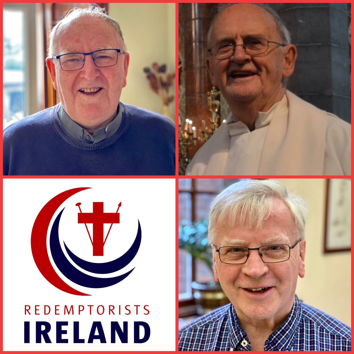 RedComsIreland's tweet photo. The celebrations continue this weekend as 3 Irish #Redemptorists celebrate 60 years of #ReligiousProfession thank you for your years of #service in Ireland and overseas. Try #RedsLiving @ClonardMBelfast @redsireland @RedsLimerick @ScalaRetreat @GerardRMoloney @adriangegan https://t.co/xlVhSUPFBu