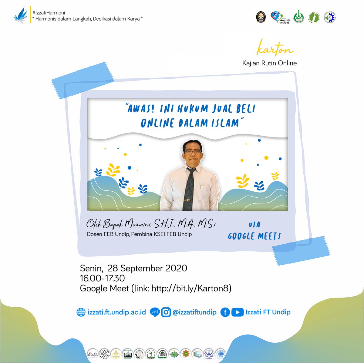 [KARTON 8.0 WITH AL FIKRI]

Assalamu'alaikum Sobat Izzati 😊

Sudahkah kita tahu tentang hukum dan tata cara jual beli online yang benar dalam islam? 

Yuk temukan jawabannya di karton 8.0.

#IzzatiFTUndip
#IzzatiGen26
#IzzatiHarmoni
-Harmonis dalam Langkah, Dedikasi dalam Karya-