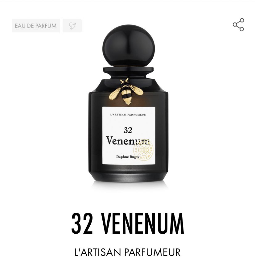 32 Venenum, l’Artisan parfumeur.Je ne suis pas très fan de celui-ci mais sa composition plus qu’originale mérite d’être présenté. Un parfum oriental mais plus profondément asiatique. Thé, lait, pain, épices, le tout déposé dans du santal.