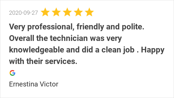 New 5.0-star Review: "Very professional, friendly and polite. Overall the technician was very knowledgeable and...