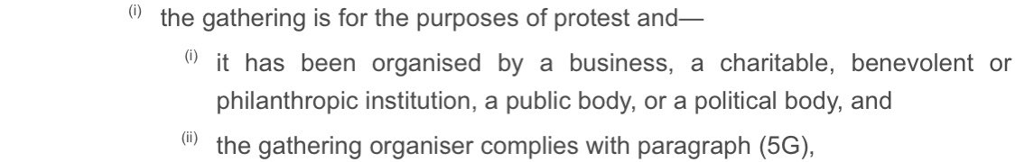 It also appears that the police acted unlawfully in breaking up the protest. The two relevant parts of reg. 5 of the No. 2 Regs (as amended) are below. If the risk assessment was undertaken and the organiser took reasonable steps to limit transmission, the protest was lawful.