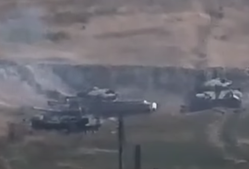More footage of what looks like a deadly morning for Azeri forces.Several T-72 getting destroyed. #Armenia  #Azerbaijan