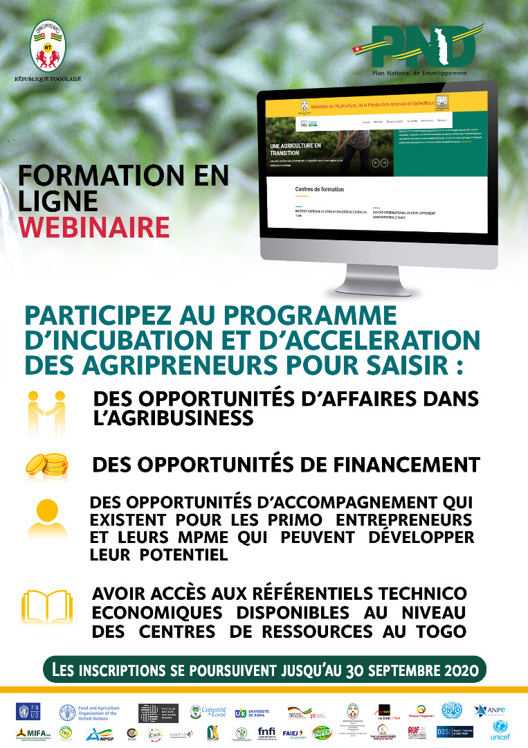 Mifatogo's tweet photo. Le Gouvernement togolais organise à partir du 1er Octobre une formation en ligne en capitalisant sur la plateforme E-learning. Cette formation vise à développer les capacités managériales des entrepreneurs pour leur permettre de créer ou développer leurs entreprises en agrobusine https://t.co/spl5h4xZjB