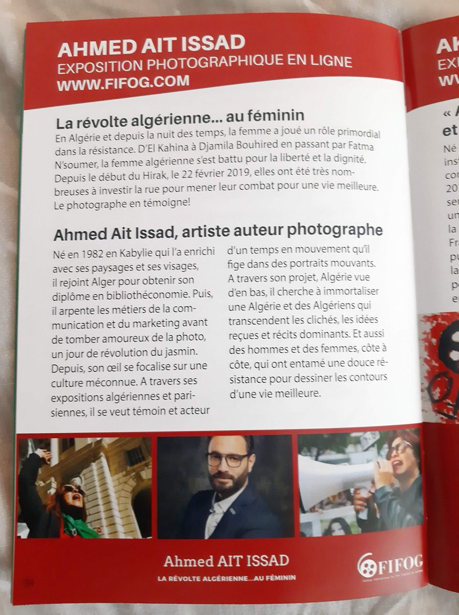 AhmedAitissad's tweet photo. Les algériennes du Hirak présentes du 25 au 27 septembre à Genève au @fifog_geneve
#Algerie #FIFOG #switzerland #Hirak https://t.co/m7taBhXxvf