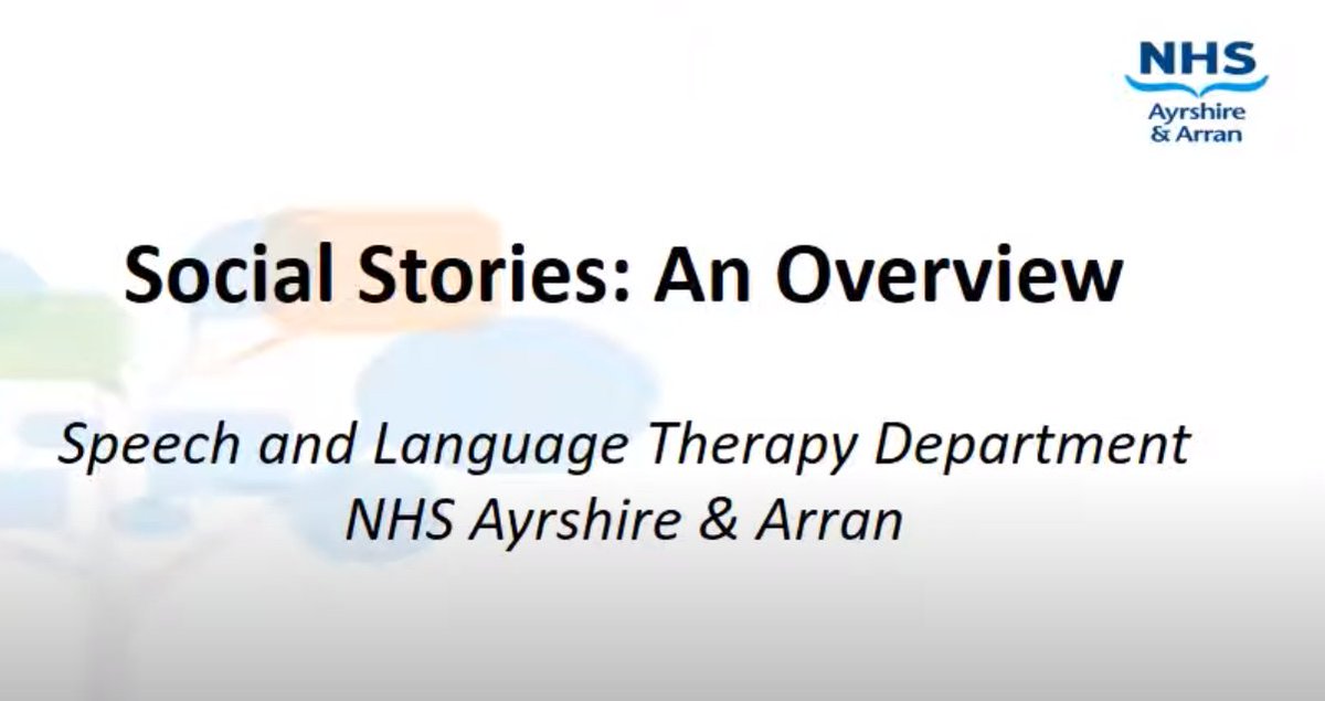 📽️ This is an information session for parents/carers and relevant professionals to raise awareness of how a social story approach can be used to support children and young people with a range of language and communication needs.

Watch the video here ➡️…