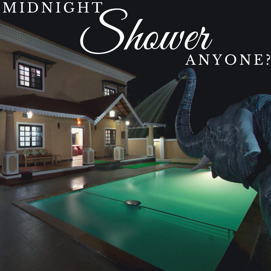 Midnight Shower Anyone?

Cool off under the elephant shower in your own private pool villa near the bay. 🐘
#booksgalore #privatehomes #celebritystays #beachlife #coastalliving #luxuryvillasingoa #glamourouslife #groupgetaway #groupfitness #groupgets #groupon #holidaymode #home