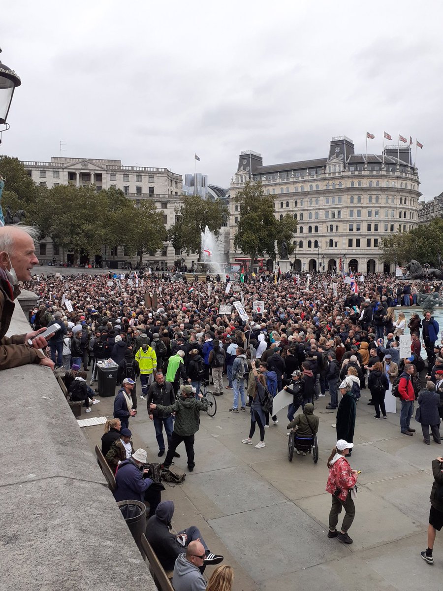 Trafalgar Square 14.42 on 26 September. This is looking south west - the plaza in front of the National Gallery is behind. The atmosphere was peaceful for the previous few hours.