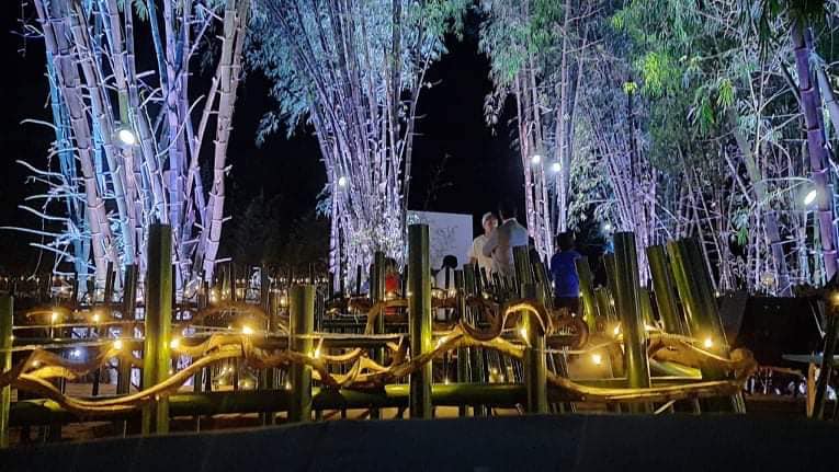 TheFreemanNews's tweet photo. LOOK: Multi-colored lights give a magical feel at night to this bamboo park in Malubog, Cebu City, which opened Saturday | via Caecent Magsumbol #TheFreeman https://t.co/PJTpH5SJPj