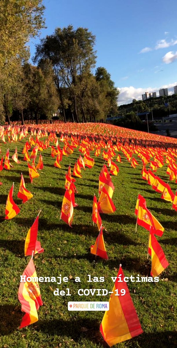 Cinvigilando's tweet photo. Hoy quiero dejar una iniciativa bonita por aquí. Esta mañana el Parque de Roma de Madrid ha amanecido con una banderita de España por cada fallecido por el virus COVID19. Estará así hasta medio día para los que quieran acercarse. In memoriam🇪🇦
#Homenaje #COVID19 #España https://t.co/4f9dJHoU0Y