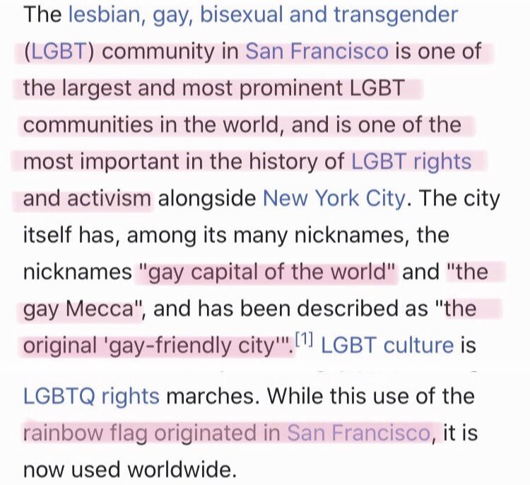 Are you done with San Francisco yet??? Nobecause.... San Francisco is literally called the gay mecca, gay capital of the world, the original gay-friendly city. The raimbowflag was crated there. 