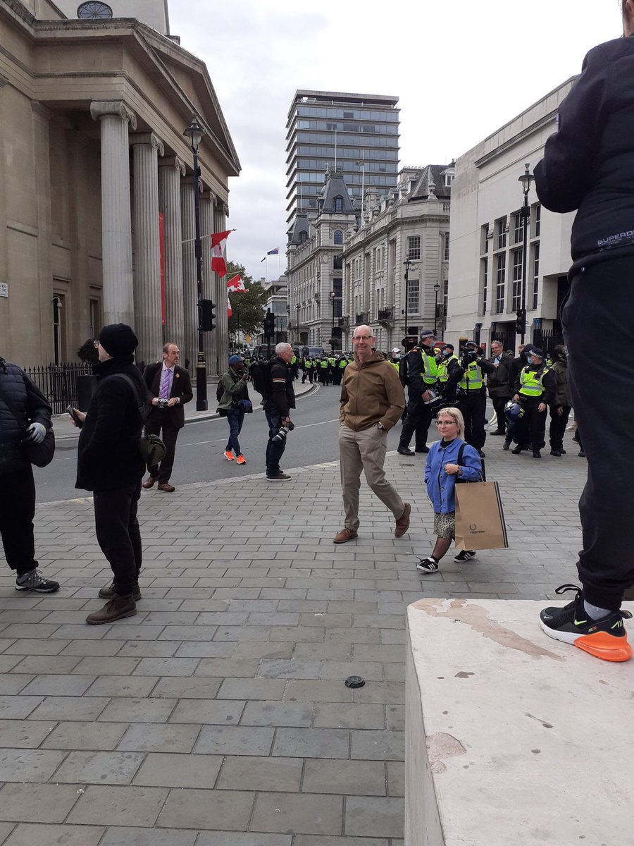 Half an hour later, back at Trafalgar Sq, the crowd had gone. There were a few (c.100) left some of whom were trying to exit from the NW corner of the Sq. Held back by police who then said we had to leave as an Order applied. If we stayed we would have been arrested.