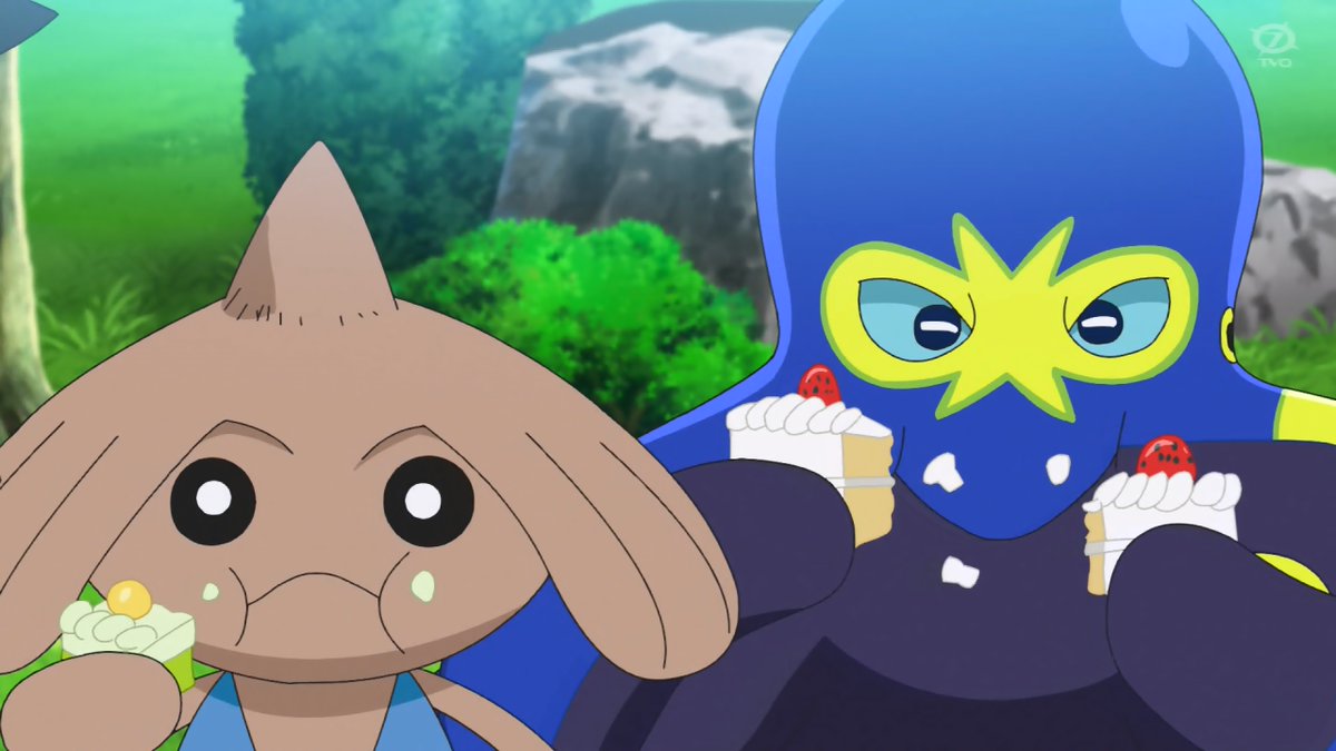 Kou Sur Twitter Anipoke アニポケ 甘いもの好きのサイトウちゃんかわいい のは勿論だけどオトスパスとカポエラーもかわいいんだ そしてピカチュウとリオルのリアクションもかわいい